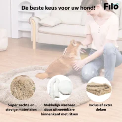 Filo Hondenmand 60cm Met Deken & Rits – Crème – Geschikt Als Kattenmand - Fluffy Donut Hondenbed Lichtbruin - Honden Mand & Bed – Hondenkussen – Kussen Hond – Katten Mand -Dog Supplies 1200x1200 747