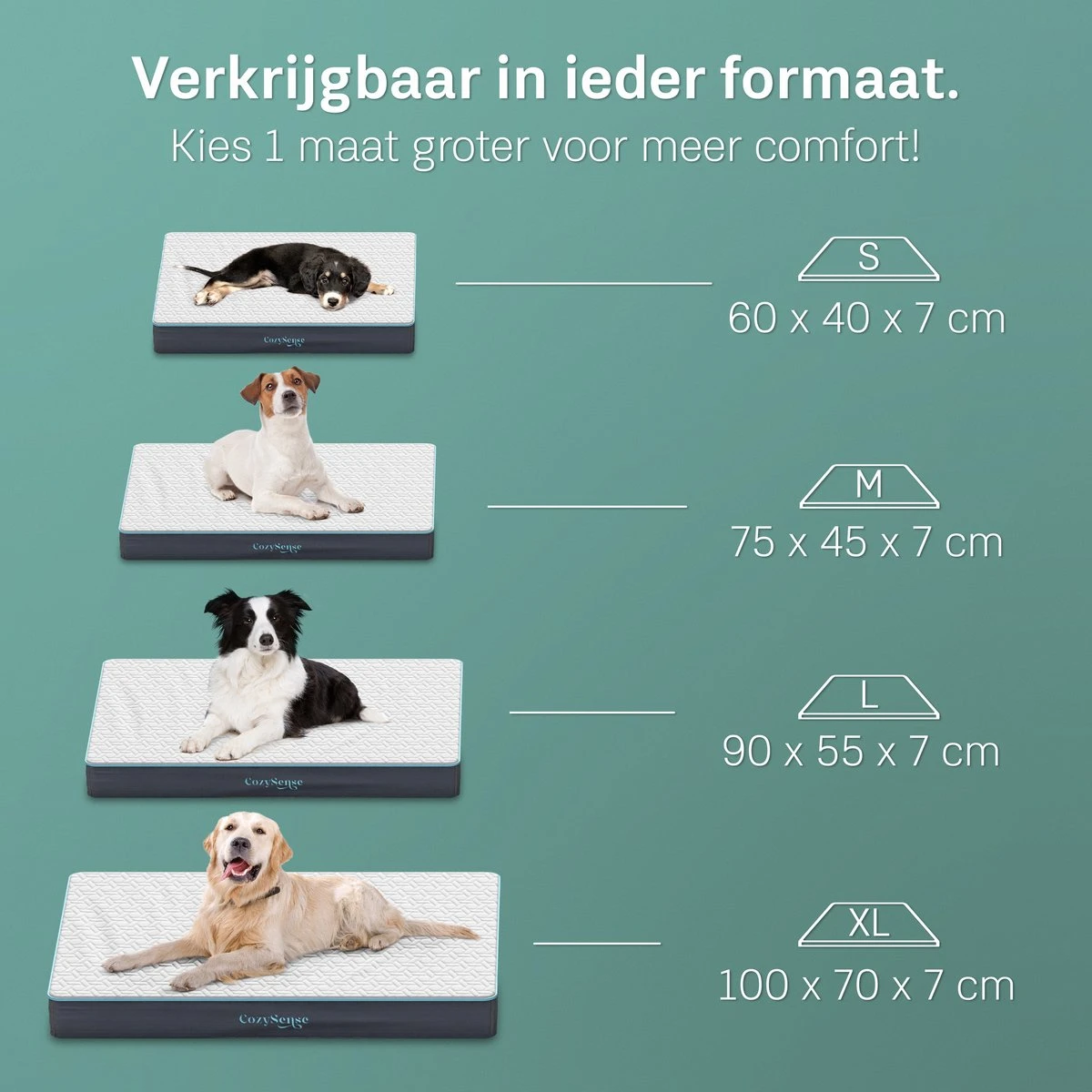 CozySense® - Orthopedisch Hondenkussen - Hondenkussen 90 X 55 Cm - Ook Geschikt Als Benchkussen & Hondenbed - Hondenkussen Bank - Traagschuim - Waterdicht - Wasbare Hoes - Maat L 2 CozySense® - Orthopedisch Hondenkussen - Hondenkussen 90 X 55 Cm - Ook Geschikt Als Benchkussen & Hondenbed - Hondenkussen Bank - Traagschuim - Waterdicht - Wasbare Hoes - Maat L - Afbeelding 2