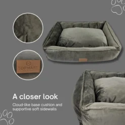 Topmast Soft Velours - Hondenmand - 75 X 58 Cm - L - Grijs - Hondenbed - Hondenkussen - Luxe Hondenmanden - Machinewasbaar Binnenkussen -Dog Supplies 1200x1200 802