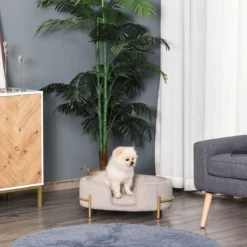 PawHut Huisdierenbank Hondenbank Kattenbank Zacht Rugleuning Metalen Poten Grijs D04-166 -Dog Supplies 1200x1200 811