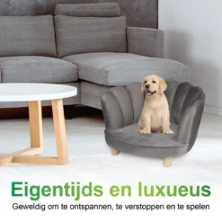 Maxxpro Katten- En Hondenstoel - Grijs - Verhoogd Met Houten Poten - Fluweel Materiaal - 61.5 X 52 X 33 CM - Huisdieren Tot 80 KG -Dog Supplies 1200x1200 884