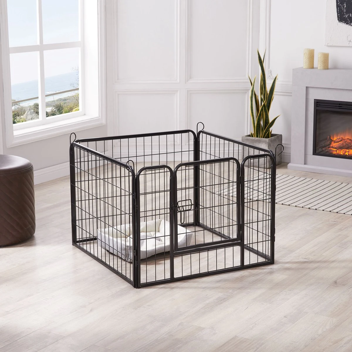 ACAZA Hondenren In 4 Panelen - Hondenkennel - Met Deur - 60 Cm Hoog - Zwart 4 ACAZA Hondenren In 4 Panelen - Hondenkennel - Met Deur - 60 Cm Hoog - Zwart - Afbeelding 4