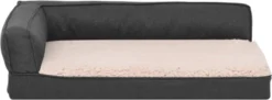 VidaXL Hondenbed Ergonomisch Linnen-look 60x42 Cm Fleece Donkergrijs -Dog Supplies 1200x444