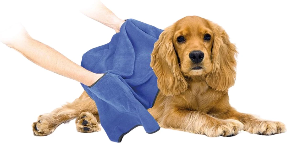 Dierenhanddoek Microvezel - Honden En Katten - Incl. Handvatten - 40x60 Cm - Blauw 2 Dierenhanddoek Microvezel - Honden En Katten - Incl. Handvatten - 40x60 Cm - Blauw - Afbeelding 2