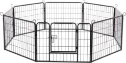 ACAZA Hondenren In 8 Panelen - Hondenkennel - Met Deur - 60 Cm Hoogte - Zwart -Dog Supplies 1200x601