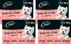 Cesar Selectie In Saus Maaltijdzakjes Honden Natvoer - Vlees En Groenten In Saus - 48 X 100 Gr -Dog Supplies 1200x733