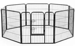 Merkloos Hondenren - Puppyren - Hondenkennel - 8 Kennelpanelen - Staal - 80 Cm Hoog - 640 Cm Omtrek - Uitbreidbaar -Dog Supplies 1200x737
