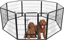 Topmast Premium Puppyren - Zwart - Hondenren - Opvouwbaar - 80 Cm Hoog - Binnen - Voor Puppy's En Honden