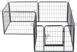 ACAZA Hondenren In 8 Panelen - Hondenkennel - Met Deur - 60 Cm Hoogte - Zwart -Dog Supplies 1200x814 1