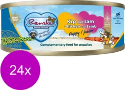 24x Renske Blik Vers Gestoomd Complete Menu Puppy Kip - Lam 95 Gr -Dog Supplies 1200x868
