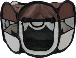 Dailyibed Opvouwbare Puppyren - Bruin - 115x115x58 Cm - Incl. Draagtas - Incl. Voederbak -Dog Supplies 1200x921 3