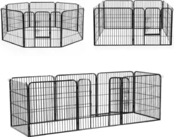 Merkloos Hondenren - Puppyren - Hondenkennel - 8 Kennelpanelen - Staal - 80 Cm Hoog - 640 Cm Omtrek - Uitbreidbaar -Dog Supplies 1200x945 1