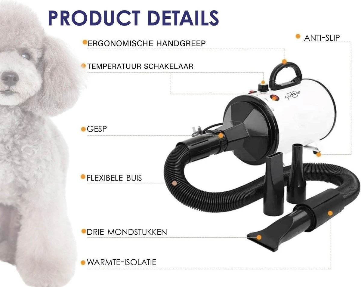 Forgoods Professionele Hondenfohn - Waterblazer Voor Honden - Hondenfohn Met 4 Opzetstukken - 2800W Verstelbaar Vermogen - Roze 3 Forgoods Professionele Hondenfohn - Waterblazer Voor Honden - Hondenfohn Met 4 Opzetstukken - 2800W Verstelbaar Vermogen - Roze - Afbeelding 3