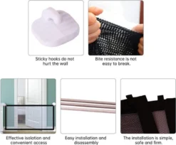 Merkloos ACE Pets – Oprolbaar Hondenrek Voor Binnen - Traphekje Hond Zonder Boren - Veiligheidshek Deurhekje - 180 X 72 Cm - Zwart -Dog Supplies 1200x992 4