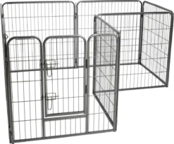 Merkloos Premium Puppyren - 80 Cm Hoog - 640 Cm Omtrek - Hondenren - Hondenhok - Grijs Hamerslag -Dog Supplies 1200x994