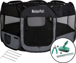 Meisterpet - XXL Opvouwbare Puppyren - 130 X 130 X 60 Cm - Met Gratis Dieren Verzorging Set T.w.v. €19.99