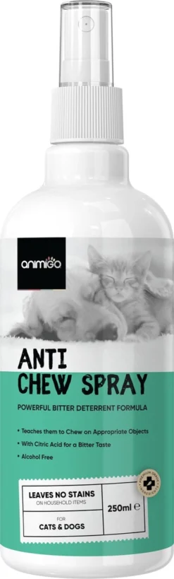 Animigo Anti Bijt En Knaag Spray Voor Honden En Katten - 250 Ml - Tegen Ongewenst Knagen En Bijten - 100% Natuurlijk