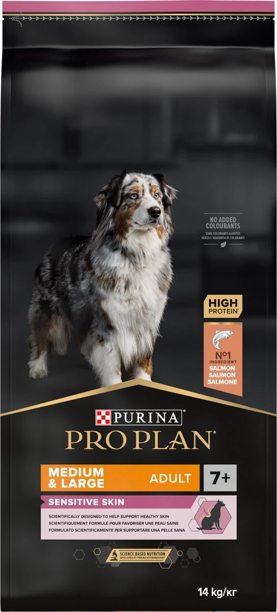 Pro Plan Medium & Large Adult 7+ (Senior) Sensitive Skin - Honden Droogvoer - Zalm - 14 Kg 1 Pro Plan Medium & Large Adult 7+ (Senior) Sensitive Skin - Honden Droogvoer - Zalm - 14 Kg