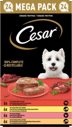 Cesar Classic Mix Paté Hondenvoer Maaltijdkuipjes 24 X 150 G -Dog Supplies 686x1200 2