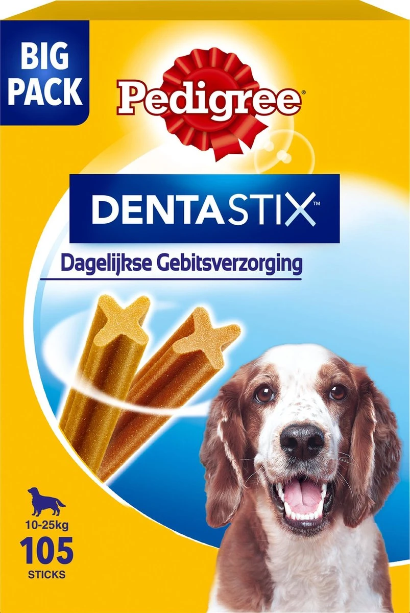 Pedigree Dentastix Kauwstaven - Gebitsverzorgende Hondensnacks - Medium - 105 Stuks 1 Pedigree Dentastix Kauwstaven - Gebitsverzorgende Hondensnacks - Medium - 105 Stuks