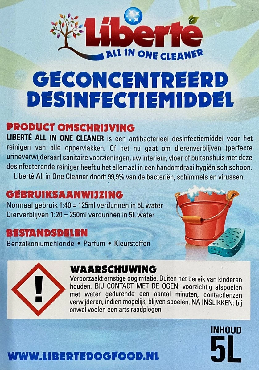 Geurverwijderaar - Liberté All In One Cleaner - Desinfectie - Dieren - Huis - Auto - Kantoor - Schoonmaakmiddel - 5L - Vanilla & Wild Berry 3 Geurverwijderaar - Liberté All In One Cleaner - Desinfectie - Dieren - Huis - Auto - Kantoor - Schoonmaakmiddel - 5L - Vanilla & Wild Berry - Afbeelding 3