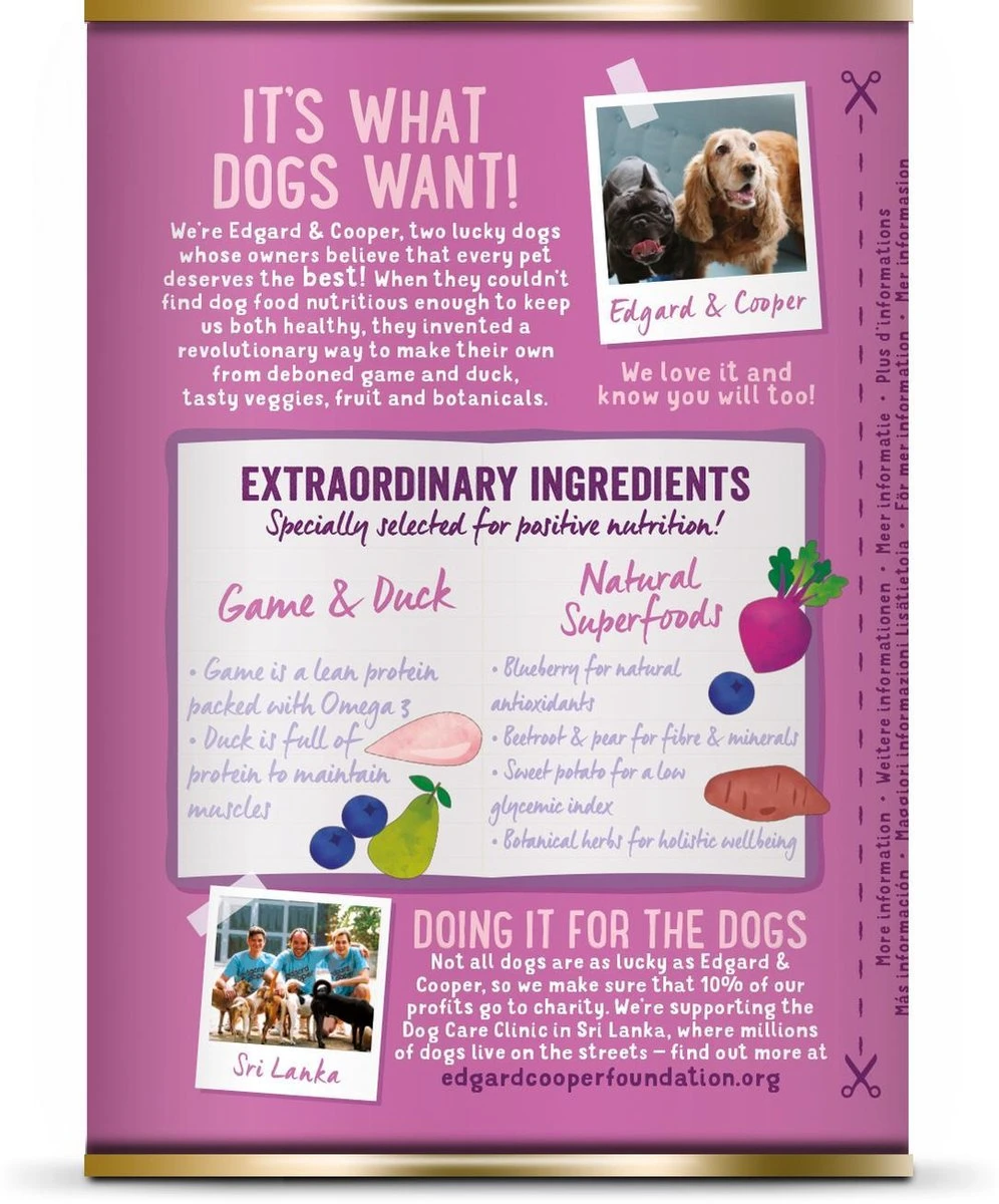Edgard & Cooper Wild & Eend Blik - Voor Volwassen Honden - Hondenvoer - 12 X 400g 5 Edgard & Cooper Wild & Eend Blik - Voor Volwassen Honden - Hondenvoer - 12 X 400g - Afbeelding 5