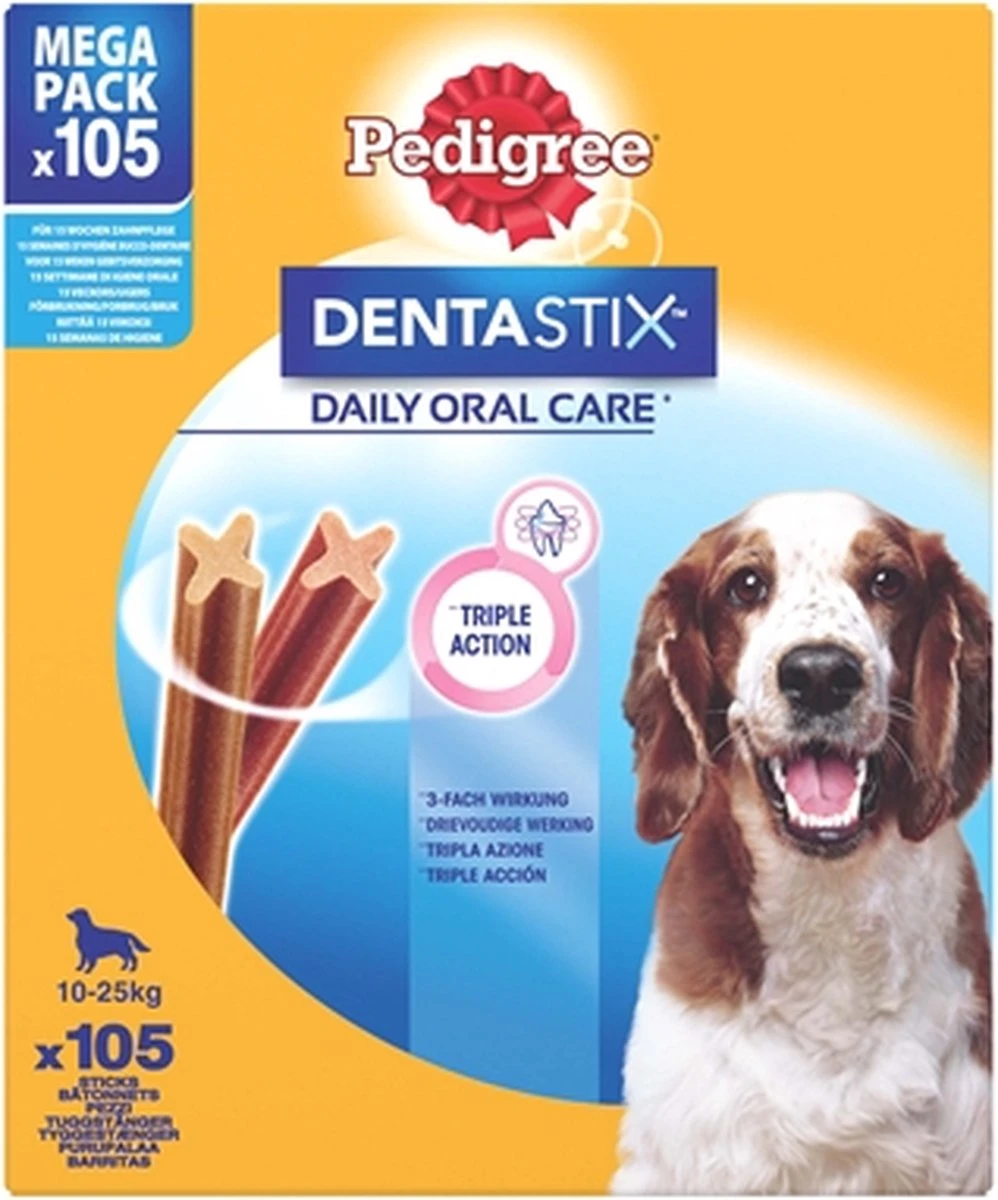 Pedigree Dentastix Kauwstaven - Gebitsverzorgende Hondensnacks - Medium - 105 Stuks 9 Pedigree Dentastix Kauwstaven - Gebitsverzorgende Hondensnacks - Medium - 105 Stuks - Afbeelding 9